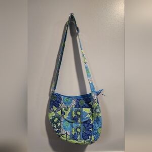 Vera Bradley Blue and Green Shoulder Bag with Floral Print
